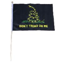 12"x18" Stick Flag [Black DON'T TREAD ON ME] 